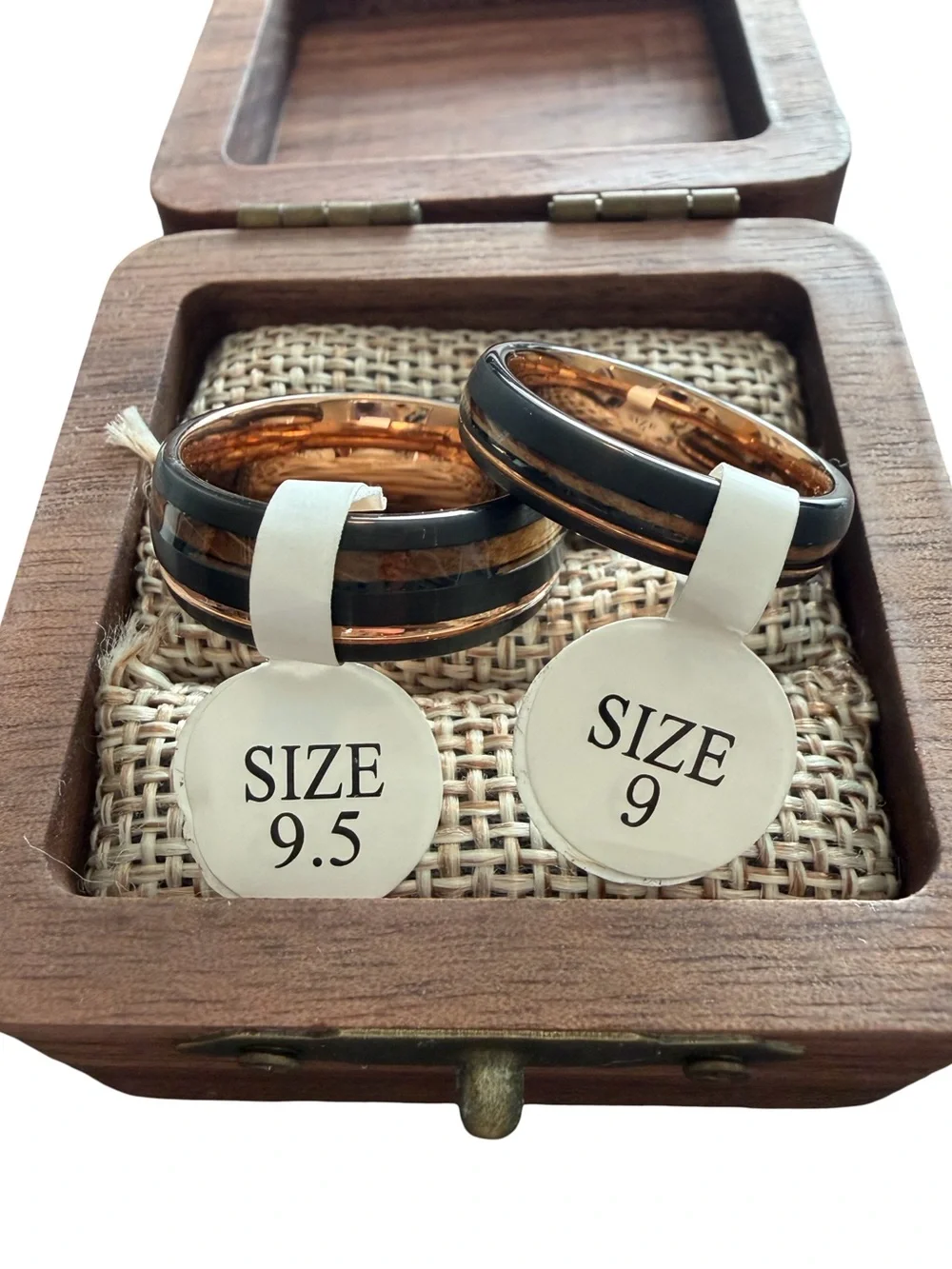 Wedding Band Set Of Two Rings Black/Copper Size 9/9.5